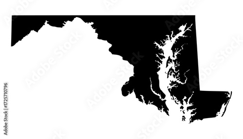 Maryland map. Maryland USA map vector. Maryland silhouette map on white background	