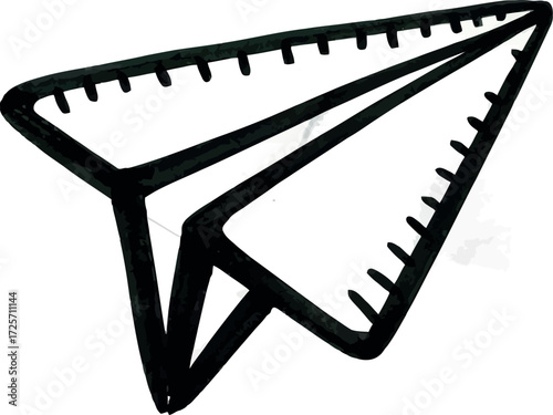 Hand-drawn paper airplane simple sketch vector art vector Hand drawn