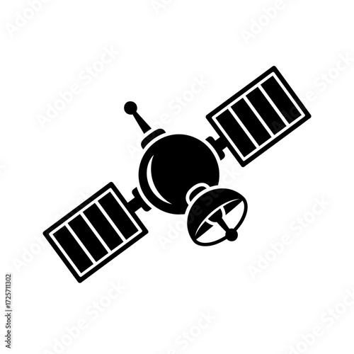 Satellite icon isolated on white background space station with solar panels and antenna