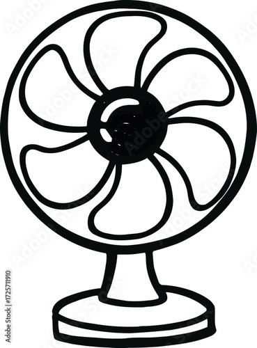 Vintage table fan illustration retro cooling device simple icon vector Hand drawn
