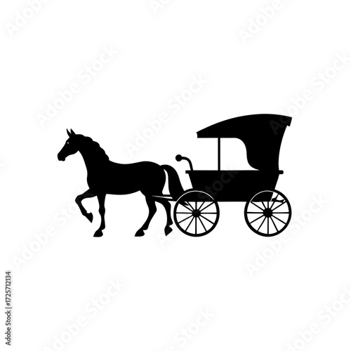 Silhouette of a horse pulling a carriage