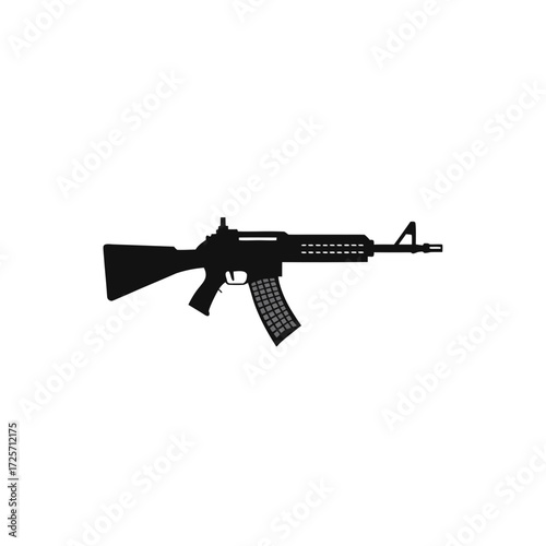 Silhouette of a black assault rifle image