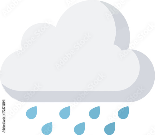 Rainy Cloud Icon: Flat Vector Illustration