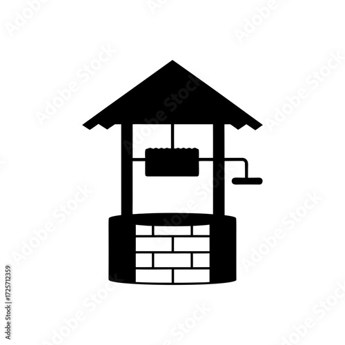 Silhouette of a traditional water well art
