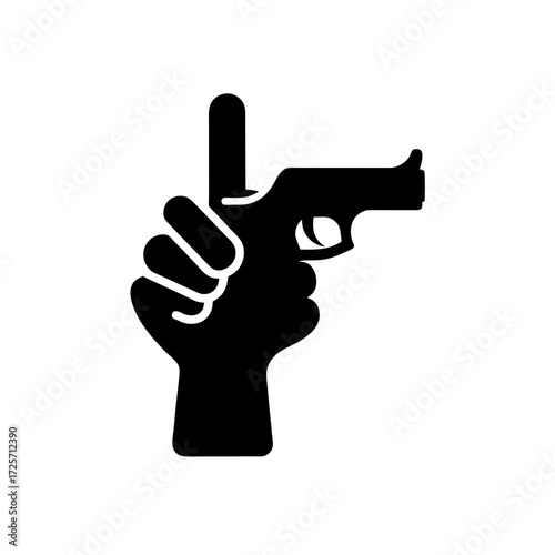 Hand holding gun with finger up symbol