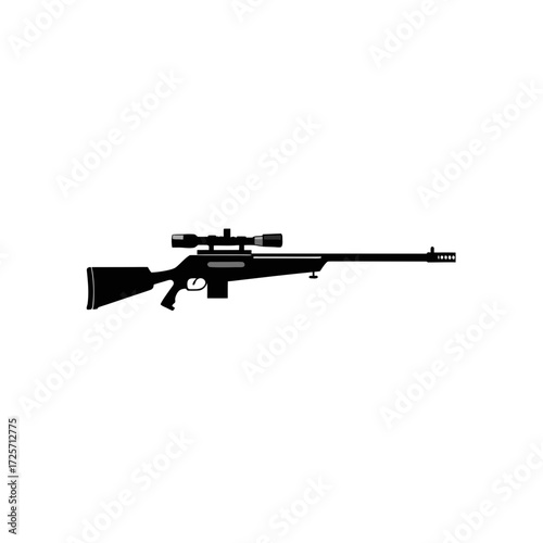 Silhouette of a rifle with a scope on top