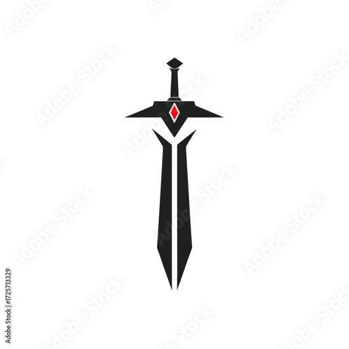 Stylized sword with red gem illustration