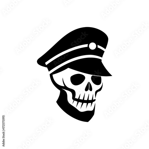 Skull wearing a military style peaked cap
