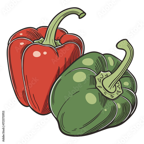 Healthy Food Bell Pepper Vector Illustration