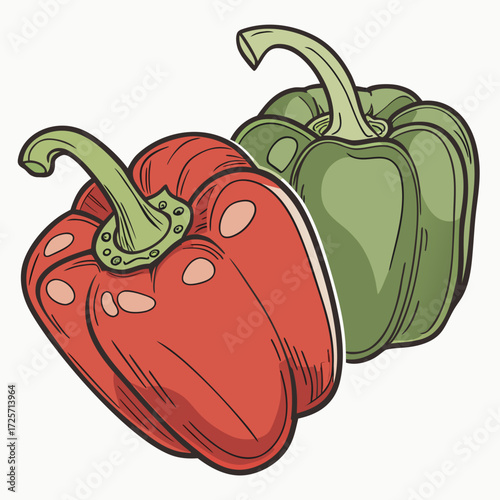 Healthy Food Bell Pepper Vector Illustration