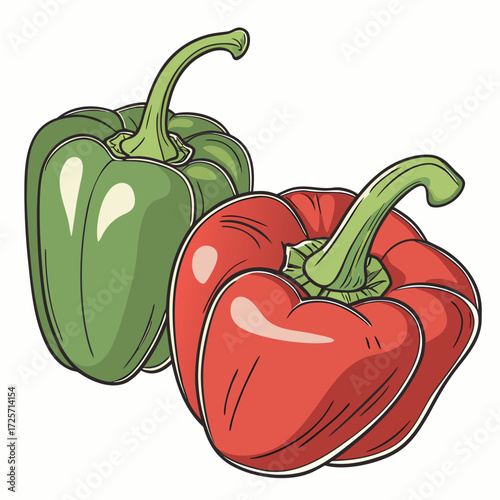 Healthy Food Bell Pepper Vector Illustration
