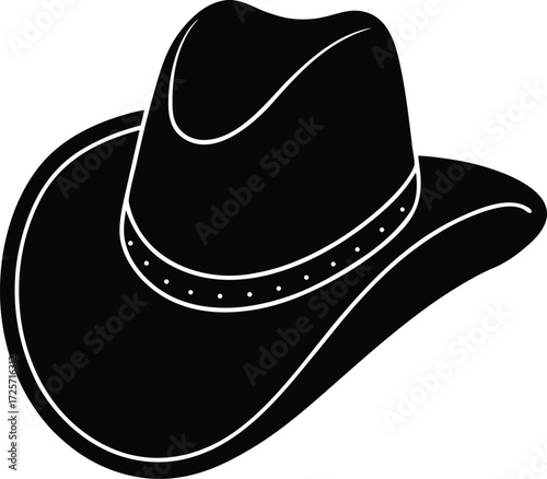 Classic brown leather cowboy hat with detailed stitching