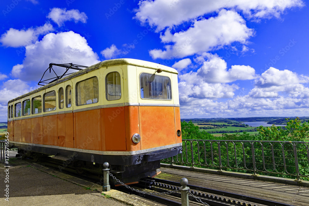 Naklejka premium The old tram to Langres ramparts.