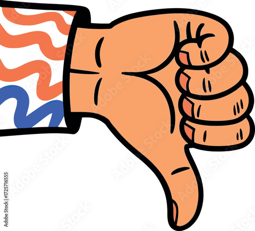 Disappointed thumb down gesture abstract art vector Hand drawn