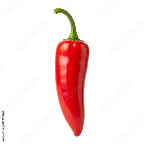 Bright Red Jalapeno Pepper with Green Stem Isolated on Black chili