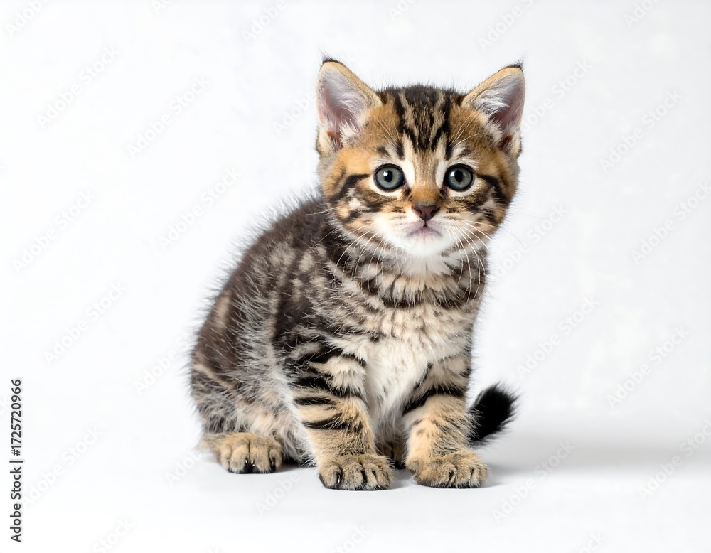 Obraz premium Adorable Kitten Posing Against a Plain Background