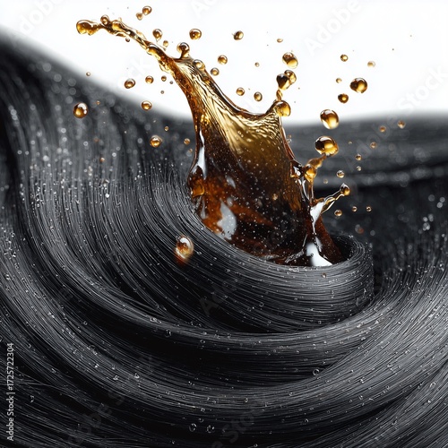 Sleek Black Hair - Dynamic Fusion of Coffee Splash and Fresh Black Hair Strands - wellness care