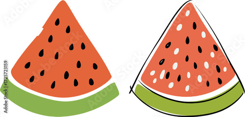 Fresh watermelon slices summer fruit fun hand drawn art vector Hand drawn