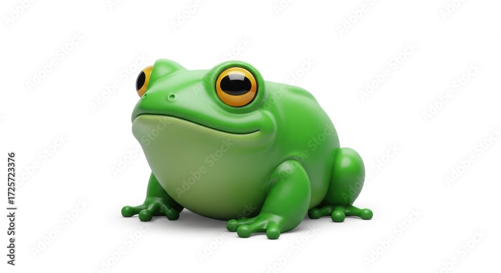 Obraz premium Cute green frog character isolated on white background