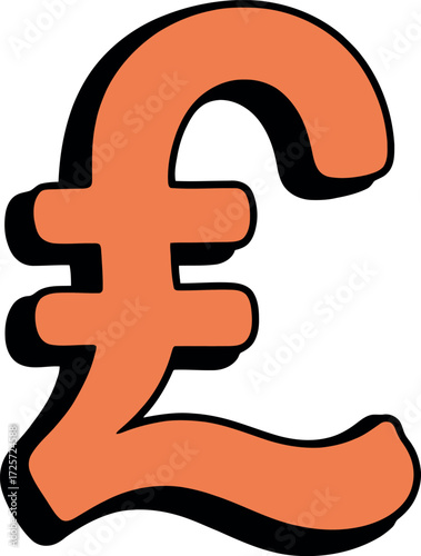 British pound sterling symbol 3d illustration finance concept vector Hand drawn