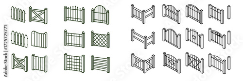 Collection of various fence designs suitable for landscaping and gardening projects
