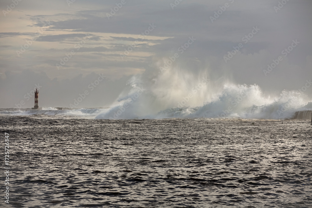 Naklejka premium Stormy river mouth