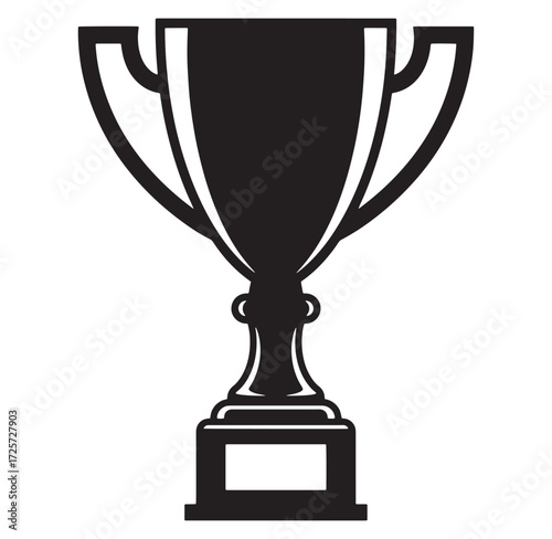 Black and white trophy icon illustrating achievement success and winning in competition