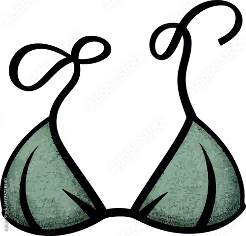Hand drawn bikini top summer beach swimwear fashion sketch vector Hand drawn