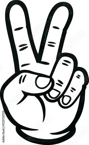 Peace sign hand gesture victory symbol outline vector art vector Hand drawn