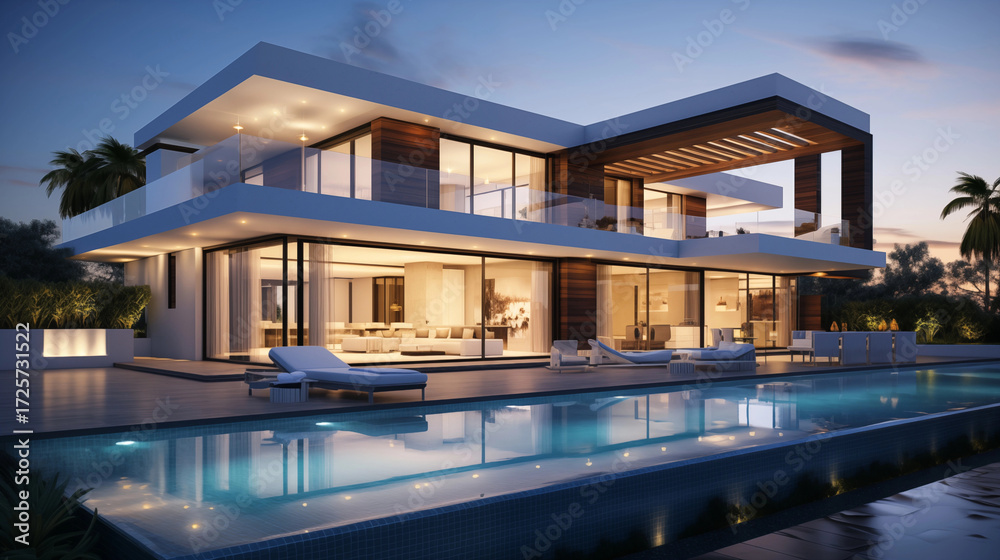 Obraz premium Poolside Modern Luxury Villa