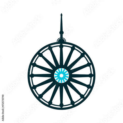 Jagannath Rath Yatra Chariot Wheel Illustration Rath Yatra Chariot wheel with spokes radiating from a central hub inspired by Jagannath’s rath