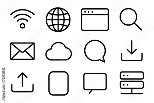 Technology icon set: minimalist linear design for web and apps
