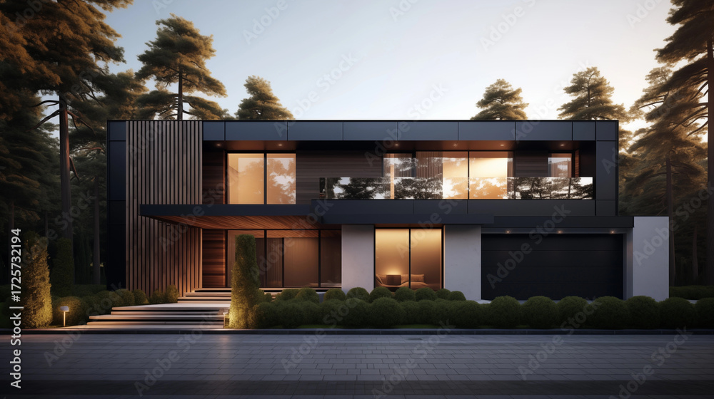 Fototapeta premium Modern Home with Glass Facade
