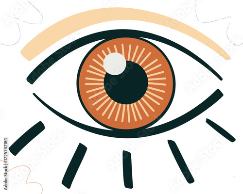 Artistic eye illustration with warm tones and mystical aura vector Hand drawn
