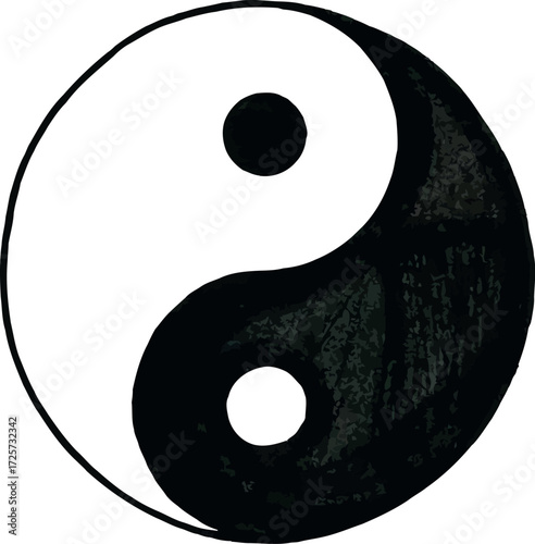 Yin yang symbol balance harmony taoism philosophy culture asian vector Hand drawn