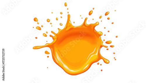 A splash of orange liquid against a clean white background. dynamic motion and energy. perfect for illustrating creativity. freshness. or artistic concepts