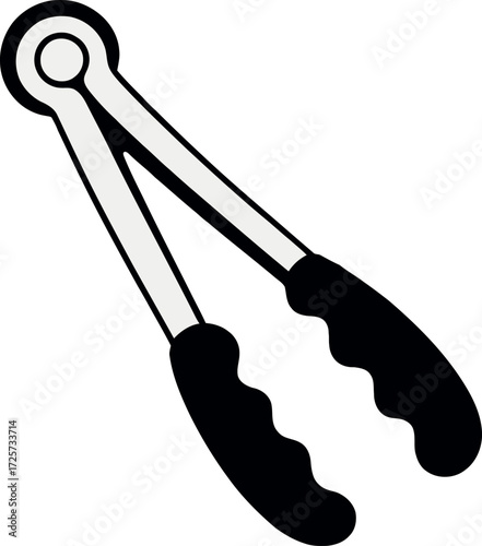 Kitchen tongs utensil cooking grilling serving food preparation tool vector Hand drawn