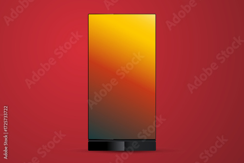 A Techonology Digital Signage LED Mock up Ddisplay Vector Design Used For Presentation the Data. A Gradient LED Screen on red background illustration