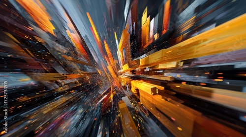 Digital Empire design. Dynamic abstract explosion of colors and shapes.