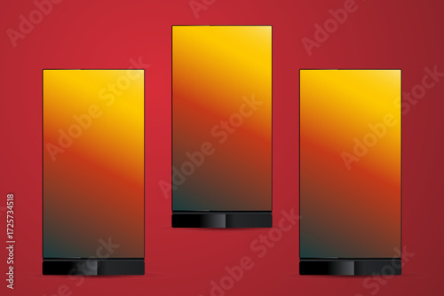 Set of Three Techonology Digital Signage LED Mock up Ddisplay Vector Design Used For Presentation the Data Vector illustration