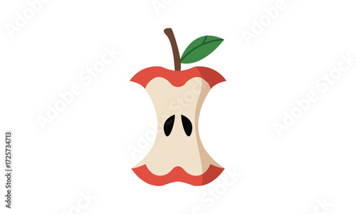 apple core illustration vector fruit food design