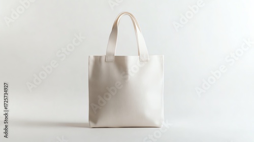 A realistic photo of a plain canvas tote bag in natural offwhite color, placed on a clean white background No design or logo
