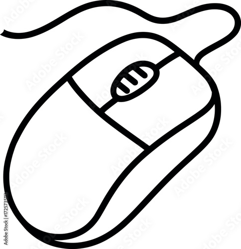 Simple computer mouse outline icon technology device vector Hand drawn