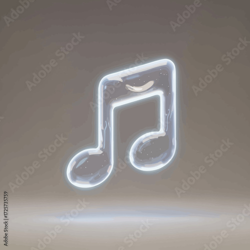 Illuminated, translucent musical note graphic design.