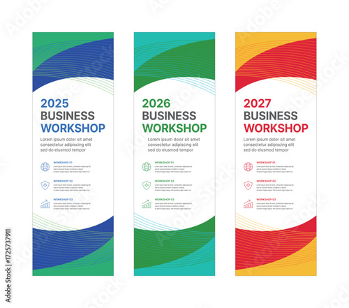 Modern business banner templates with abstract geometric patterns. Perfect for workshops, events, conferences, presentations, or branding projects, combining style and professionalism.