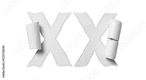 Wallpaper Mural Torn Paper XX Symbol with Rolled Edges on White Background. Torontodigital.ca