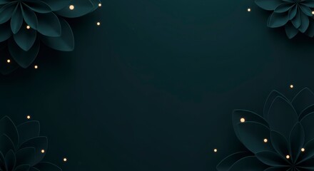Elegant Dark Floral Background with Subtle Sparkles.