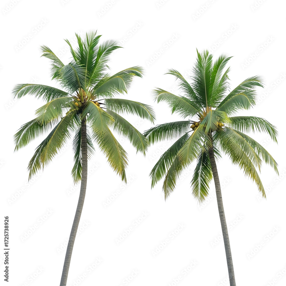 Obraz premium Two palm trees isolated isolated on transparent background