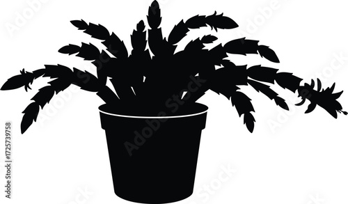Silhouette vector illustration of a potted succulent plant for scalable graphic design projects