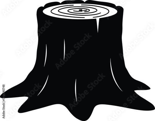 Stylized vector illustration of a realistic tree stump graphic